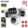 10K 20MP WiFi Security Camera 4 Lens 4 Screen 360° PTZ 16X Zoom Waterproof Home Surveillance CCTV Outdoor Street Video Camera
