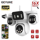 10K 20MP WiFi Security Camera 4 Lens 4 Screen 360° PTZ 16X Zoom Waterproof Home Surveillance CCTV Outdoor Street Video Camera