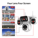 10K 20MP WiFi Security Camera 4 Lens 4 Screen 360° PTZ 16X Zoom Waterproof Home Surveillance CCTV Outdoor Street Video Camera
