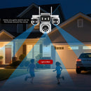 10K 20MP WiFi Security Camera 4 Lens 4 Screen 360° PTZ 16X Zoom Waterproof Home Surveillance CCTV Outdoor Street Video Camera