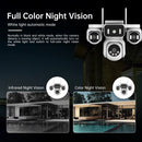 10K 20MP WiFi Security Camera 4 Lens 4 Screen 360° PTZ 16X Zoom Waterproof Home Surveillance CCTV Outdoor Street Video Camera